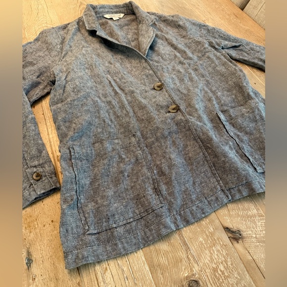 Coldwater Creek Gray Linen Blazer L - Picture 3 of 10